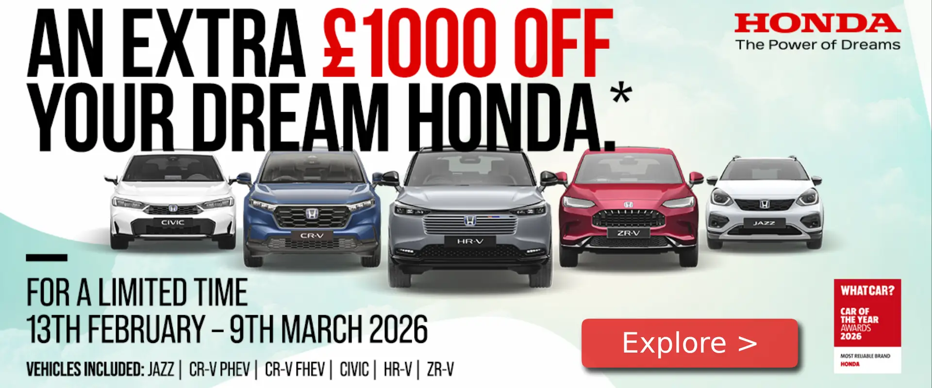 An Extra £1000 Off Your Honda